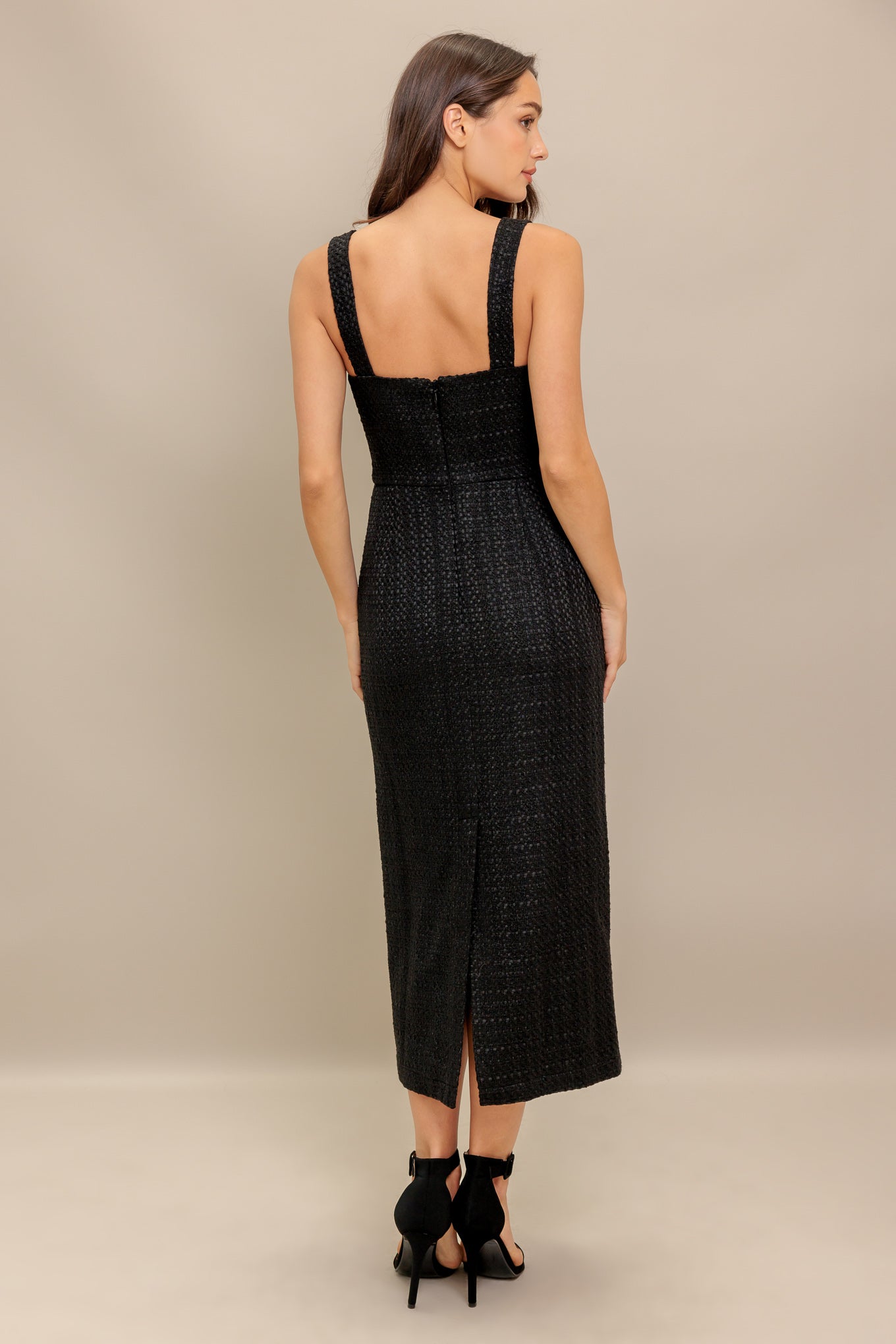 TWEED NOUVELLE WOVEN MIDI DRESS Flying Tomato
